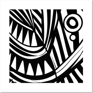 MAZIPOODLES New Fish Head Leaves Jazz Funk Black White Posters and Art